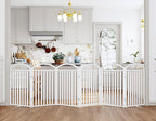 Folding No-Assembly Freestanding Dog Gate with Door,32" Heights Foldable Pet Fence,144" Extra Wide Accordion Puppy Folding Playpen for Doorways,House,Stairs (6 Panels,White)