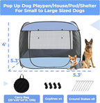 EighteenTek® XLarge Popup Portable Dog Houses 5.3'x4'H Assembly-Free Gazebo-Style Dog Cot Cat Playpen Screen Pet Tent Sun Shade Shelter Dog Bed with Canopy for Outdoor, Anti-Bugs with Leakproof Bottom