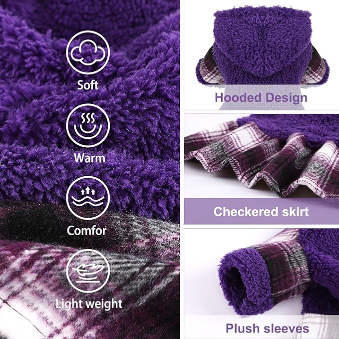 Dog Sweater Puppy Clothes for Small Dogs Boy Girl Pet Hoodies for Dogs Cold Weather Doggie Coats Fall Doggy Sweatshirt for Chihuahua Yorkie Cat Outfits (Purple, XX-Small)