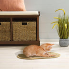 SAFAVIEH Cat Scratch Mat Pad Collection, 12" x 20" Oval, Brown, Sisal & Jute Boucle Weave, Velcro & Slip Resistant Backing