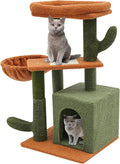 Cat Tree, 30.3in Cat Scratching Climbing Frame, Cactus-Shaped Cat Tree, Double Condos, Scratching Posts, Floor Mount, Soft Surface for Families, Pet Stores, Cat Houses,