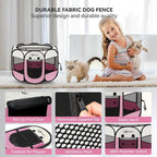 Pink Dog Cat Playpen, Puppy Pet Playpen Indoor for Small Dog Crate Tent Cage Outdoor, Portable Pop Up Dogs Enclosure Kennel with Carrying Case for Dogs/Cats/Rabbits