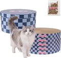 CSR1012H Kate 12 Inch Cardboard Cat Scratcher Pads with Box & Catnip, Reversible Heavy-Duty Scratch Boards for Cats, Furniture Protection, Modern Checker Pattern, Navy/Blue, 5-Pack
