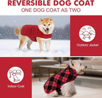 cyeollo Small Dog Coat, Sherpa Dog Winter Coat Reversible Fleece Doggie Jackets Doggy Sweater for Small Dogs Male with Leash Hole, Soft Cold Weather Pet Clothes, Buffalo Plaid M