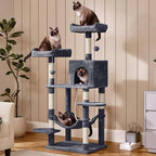 Topeakmart 59 inches Cat Tree Cat Tower Stand House Condo with Big Hammock Scratching Post Kitty Pet Play House