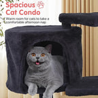 Cat Tree, 36 Inches Indoor Cat Tree Tower Condo, Natural Sisal Cat Scratching Post with Cozy Bed, Small Cats Tree for Kittens, Soft Perch & Cute Toys, Dark Grey
