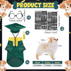 5 Pcs Dog Graduation Costume Set Include 2026 Pet Graduation Gown with Stole Puppy Grad Cap Lensless Glasses DIY Letter Stickers for Dogs Cats Holiday Costume Accessory(Green Yellow,S)