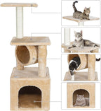 36 Inches Cat Activity Tree Tower Cat House Furniture with Condos Platform Tunnel Scratching Posts for Kittens Multi-Level