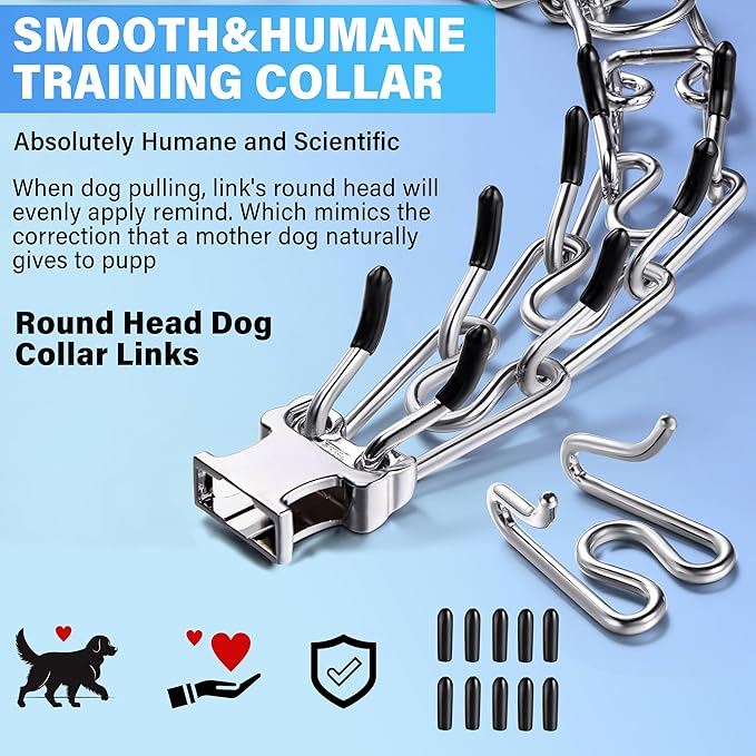 Dog Training Collar, Adjustable Stainless Steel Collar with Quick Release Buckle for Small Medium Large Dogs (S/Neck Girth 11.2"-14.5")