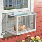 GDLF Cat Window Box, Universal Cat Window Perch Catio with Weather-Resistant Clear Roof, Fits Double Hung Windows 24" to 38.5" Wide, for Sunbathing, Napping & Outdoor Viewing