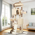 Globlazer Sturdy Cat Tree, 69-inch Large Cat Tower for Indoor Adult Cats 20 lbs Heavy Duty Cat Tree for Big Cats with Large Platform, 6 Scratching Post,Sisal Scratching Board, S69B, Beige