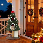 53" Large Christmas Cat Tree Tower: Indoor Green Heavy Duty Cat Condo House with Scratching Post & Toys for Xmas Decorations