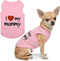 Parisian Pet Dog Shirt - 100% Cotton Shirts for Small Dogs - Pink Sleeveless Girl Pet Clothes - Lightweight Pet T Shirts - Breathable Puppy Clothes - Stretchy I Love My Mommy Dog Apparel