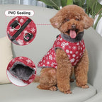Warm Fleece Dog Coats with Durable Harness Buitl in D-Ring,Waterproof Puppy Jacket for Small Dogs,Dog Vest for Cold Winter,Red,Snow Pattern XS