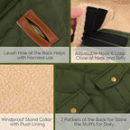 ASENKU Warm Dog Winter Coat, Waterproof Dog Coat for Cold Weather, Fleece Dogs Jacket with Ultra Thick Plush Lining Leash Hole Storage Pockets for Small Dogs (Green, X-Small)