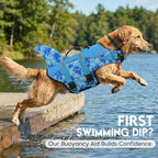 ASENKU Dog Life Jacket - Pet Safety Vest for Swimming & Boating, Shark Life Jacket with Floatation, Dog Lifesavers Swimsuits for Small Medium Large Dogs (Blue Cow Print, L)