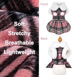 Dog Sweater with Leash Set D Ring Plaid Fleece Dog Clothes for Small Dogs Girl Boy Winter Puppy Dress Cold Weather Coat Fall XXS Sweater for Chihuahua Yorkie Cat Doggy Costumes, Pink, M
