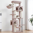 Cat Tree for Indoor Cats Large Adult, 70.5'' Cat Tower with Scratching Post, Sturdy Steel Pube Cat Tree Tower with Large Playing Platfrom, Hammock and Basket, Top Perch, Mushroom GCT024MU