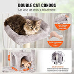 Happybuy Cat Tree for Indoor Cats, 72" Cat Tower with 2 Cat Condos, Sisal Scratching Post, Hammock, Top Perch, Jumping Platforms, Large Cat Furniture Activity Center with Hang Ball, Light Grey