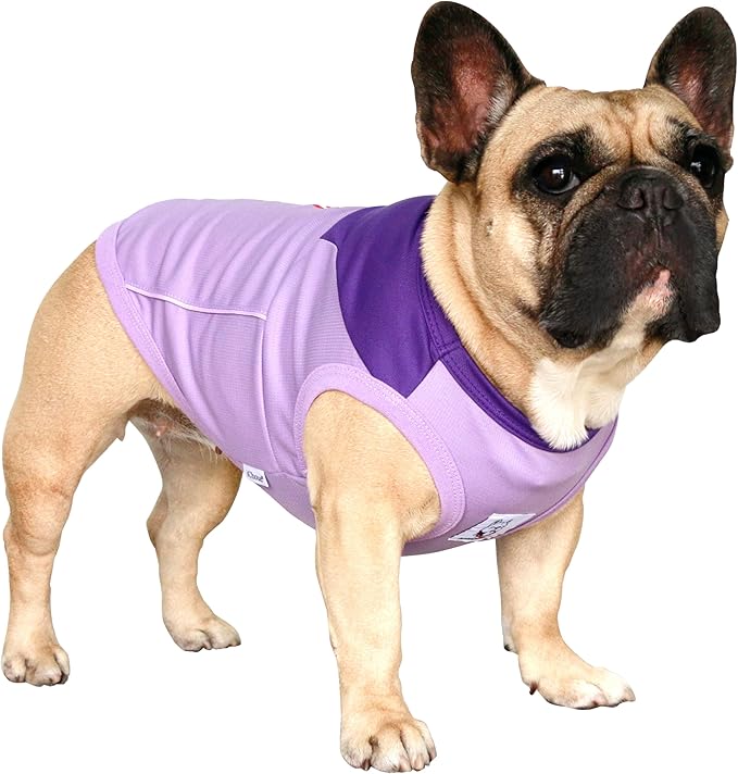 iChoue French Bulldog Summer Cooling Shirt for Dogs UV Sun Protection Vest Sleeveless Breathable Tank Top English Pug Purple - Medium