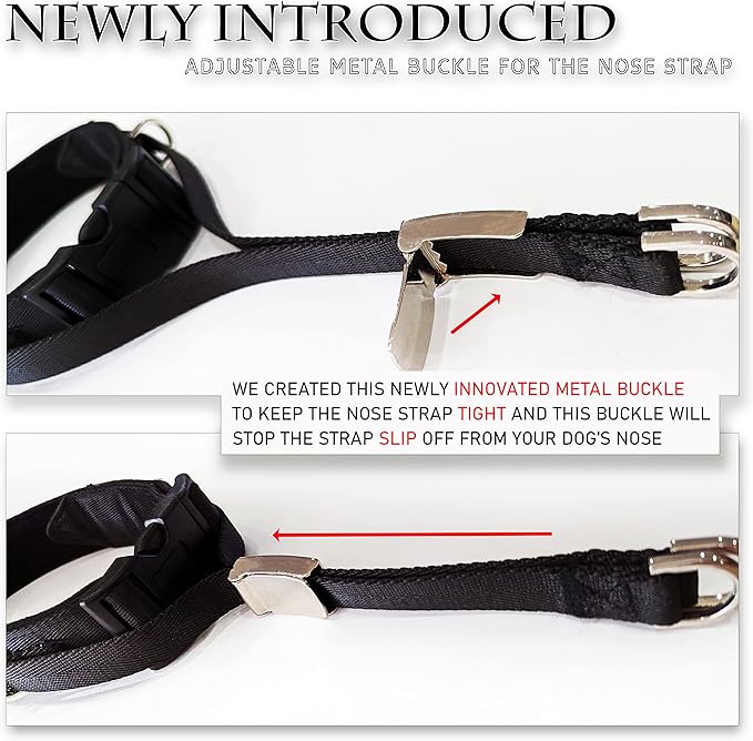 PetsProMax Dog Headcollar for Pulling & Reactive Dogs – No-Pull Training Collar with Behind-Head Leash Hook for Peaceful Walks, Instantly Stops Pulling Without Choking or Pinching (Red, L)