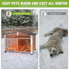 GUTINNEEN Large Heated Dog House Outdoor Insulated Dog Kennel Weatherproof Dog Shelter with Safe Heating Pad, Thermal Liner, Rotatable Spill-Proof Bowl for Large Dog Breeds, 39.7"L x 25.5"W x 32.2"H
