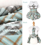 Dog Sweater with Leash Set Plaid Fleece Dog Clothes for Small Dogs Girl Boy Winter Pet Dress Cold Weather Coat Fall Sweater for Chihuahua Yorkie Cat Puppy Costumes (Turquoise, Small)