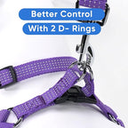 Pawtitas Reflective Step-in Dog Harness – Adjustable No-Pull Vest for Puppies to Seniors, Safe & Comfortable, L Purple