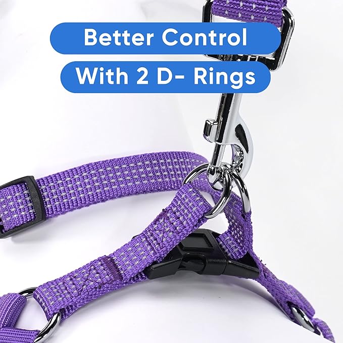 Pawtitas Reflective Step-in Dog Harness – Adjustable No-Pull Vest for Puppies to Seniors, Safe & Comfortable, S Purple