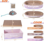 3PCS Cat Scratcher Bed, Oval Cat Scratcher Pad Bowl Nest for Indoor Cats, Round Cat Scratching Cardboard, Furniture Protector for Couch, for Kittens (Purple, 15.7 * 10 in)