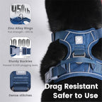 Pawaii No Pull Dog Harness with Pet ID Tag,Reflective Strips No Choke Front O Ring Breathable Mesh Adjustable Soft Padded Pet Vest with Easy Control Handle for Large Dogs