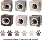 Cat House - Indoor Bed with Removable Foam Cushion - Cat Cave for Puppies, Rabbits, Guinea Pigs, and Other Small Animals by PETMAKER (Dark Brown) 13x13.5x12"
