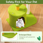 Tangkula Palm Small Cat Tree, Cute Cat Tower with Sisal Scratching Posts, Top Perch, Condo, Self Groomer & Dangling Ball, Unique Cat Tree Tower with Green Leaves for Indoor Cats