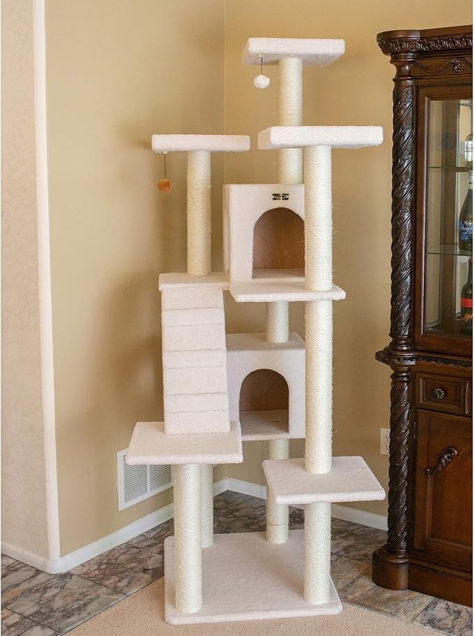 Armarkat Cat Tree Model B7701, Ivory, 36"(L)X31"(W)X77"(H)