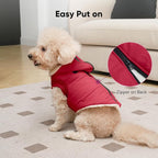 Fleece Lining Dog Hoodie with Harness Built in,Extra Warm Small Dog Jacket in Winter Puppy Coats with Hooded,Red M