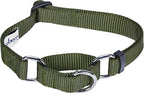Blueberry Pet Essentials Martingale Safety Training Dog Collar, Military Green, X-Large, Heavy Duty Nylon Adjustable Collars for Dogs