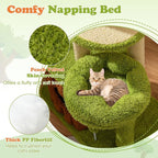 Tangkula Cute Cat Tree Green Forest, 40 Inch Multi-Level Aesthetic Cat Tower with Sisal Scratching Posts, Trunk Condo, Flower Perch, Plush Napping Bed, Pompom, Spring Toy, Platforms for Indoor Cats