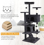 BLKMTY Cat Tree 54" Tall Cats Tower Large Cat Condo Climber Cats Climbing Stand with Top Perches Playhouse and Climbing Ladder Kitty Activity Tree w/Scratching Post Toys, Dark Gray
