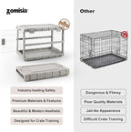 Collapsible Dog Crate for Large Dogs - 36" L Heavy Duty Dog Kennel No Tools Required with 4 Sides Steel Foldable Cage for Dogs Indoor Furniture, Portable Carrier with 2 Smooth Wheels, Beige