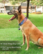 Hotsky Tactical Dog Collar, Adjustable Military Training Nylon Airtag Collar with Handle and Heavy Duty Metal Buckle for Medium Large Dogs, with Airtag Holder and Two Patches（Purple Camo,L）