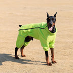 Lovelonglong Warm Dog Coat, Windproof Dog Jacket for Small Medium Large Dogs, 4 Legged Fleece Dog Winter Coat Zippered Closure Dog Outdoor Jacket Green M
