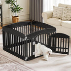 SMUG Dog Playpen 4-Panel 24" | Safe & Secure Indoor/Outdoor Pet Fence | Folding & Portable |35 x 35 x 24IN, Ideal for Small to Medium Dogs | Easy to Clean （Black）