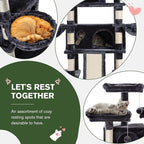 IMUsee 68 Inches Multi-Level Large Cat Tree for Large Kitties/Big Cat Tower with Condo/Cozy Plush Perches/Sisal Scratching Posts and Hammocks/ ‌Feline Activity Center Play House/Smoky Grey
