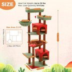 PETEPELA 69" Mushroom Cat Tree for Indoor Large Cats, Tall Cat Tower for Adult Cats with Big Hammock, Cat Climbing Tree Tower with Scratching Posts, Condo House and Large Top Perch, Brown