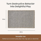 Premium Brazilian Cat Scratcher Mat – 24'' x 16'' Natural Fiber 100% Sisal with Jute Border, Ultra Durable, Scratching Pad, Doormat Rug, Protects Furniture and Carpets (Light Grey)