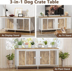 EasyCom Dog Crate Furniture for 1 or 2 Dogs, Heavy Duty Single/Double Dog Crates for Small/Medium/Large Dogs, Dog Kennel Furniture Indoor as TV Stand, Large Size 78.74" L(35-60 Pounds), White