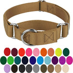 Country Brook Petz - Martingale Dog Collar - Heavy-Duty Training Collar with No Buckle - Service Dog Collar for All Pups - 10+ Warm Colors (Coyote Tan, 3/4 Inch, Small)