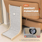PETKARAY Felt Cat Scratcher, Vertical Cat Scratching Pad, Scratch Resistant Couch Carpet Scratcher, Slot-Free Scratch Board with Toy Ball, Light Grey