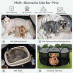 Dark Grey Puppy Playpen for Large Dog Cat, Dogs Tent Crates Cage Indoor/Outdoor, Portable Pop Up Dog Kennel with Carrying Bag for Rabbits, (Dark Grey, Large)