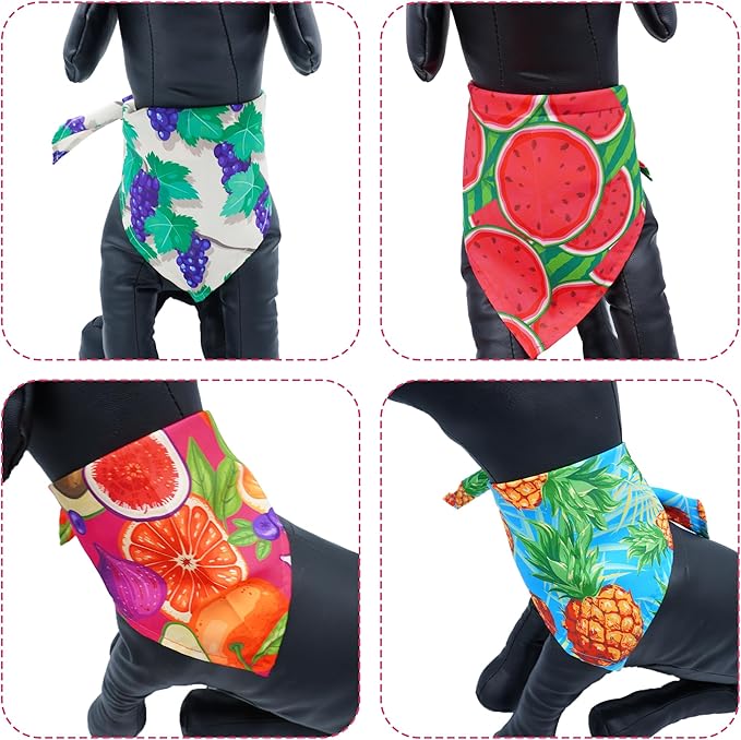 10PCS Dog Bandanas Summer Fruit for for Large Extral Large XL XXL Breed Pink Purple Yellow Blue Kerchief Triangle Bibs Head Scarves for Boys and Girls Grooming Costume